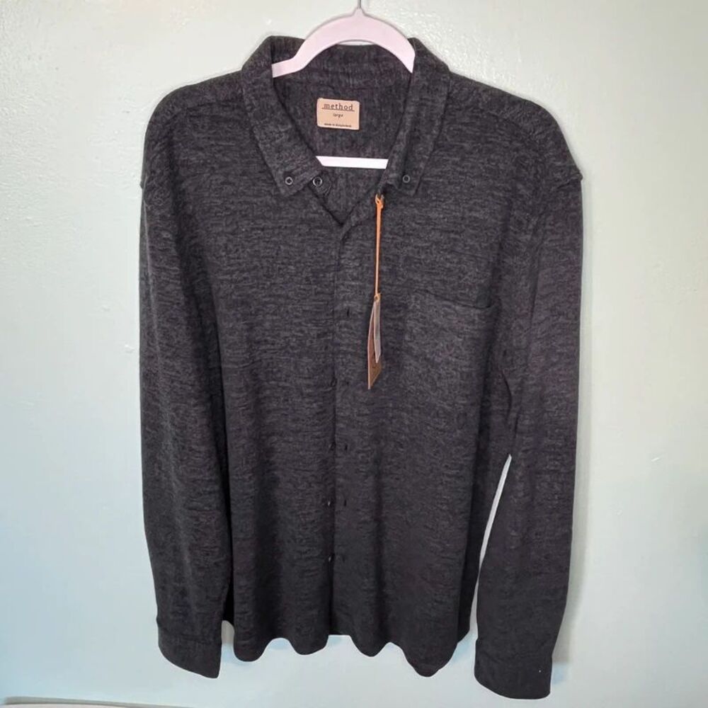 Method Large Heather Gray Button-Up Shirt Weatherproof Vintage Style - Nwt